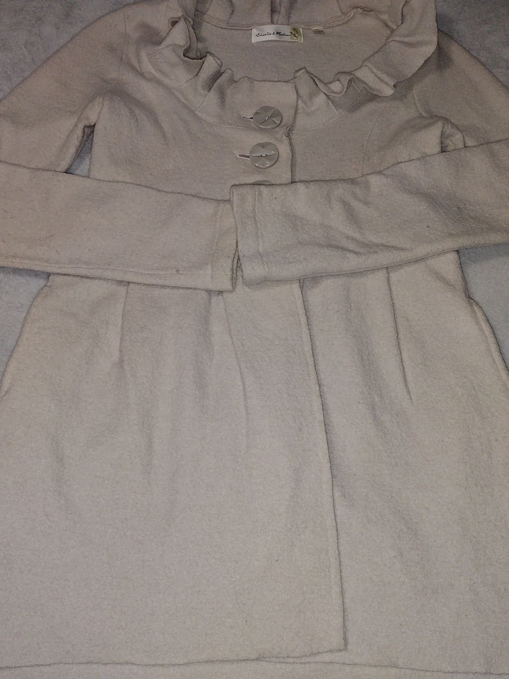 Anthropologie Charlie & Robin Cream Ruffle Neck Dress Cottagecore M